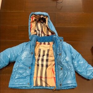 Burberry teal Blue Quilted Jacket puffer 18m unisex
